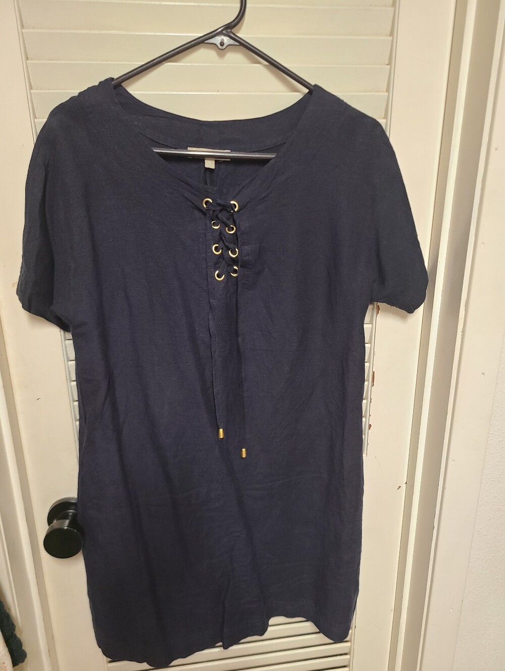 Joan Vass Linen Lace Up Mini Dress